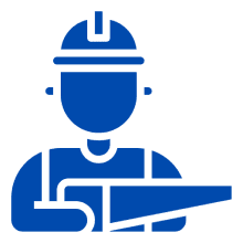 Icon of a construction worker holding a trowel.