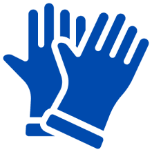 Blue icon featuring two overlapping handprints.