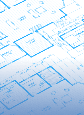 Detailed architectural blueprint of a building layout.